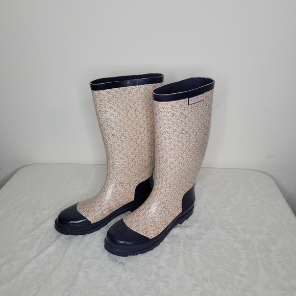 Vineyard Vines Multicolored Whale Print Knee High Rain Boots Size 9 - Picture 7 of 14